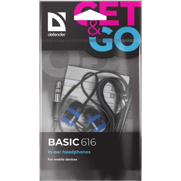 Наушники Defender Basic 616 Black-Blue (63616) изображение 2