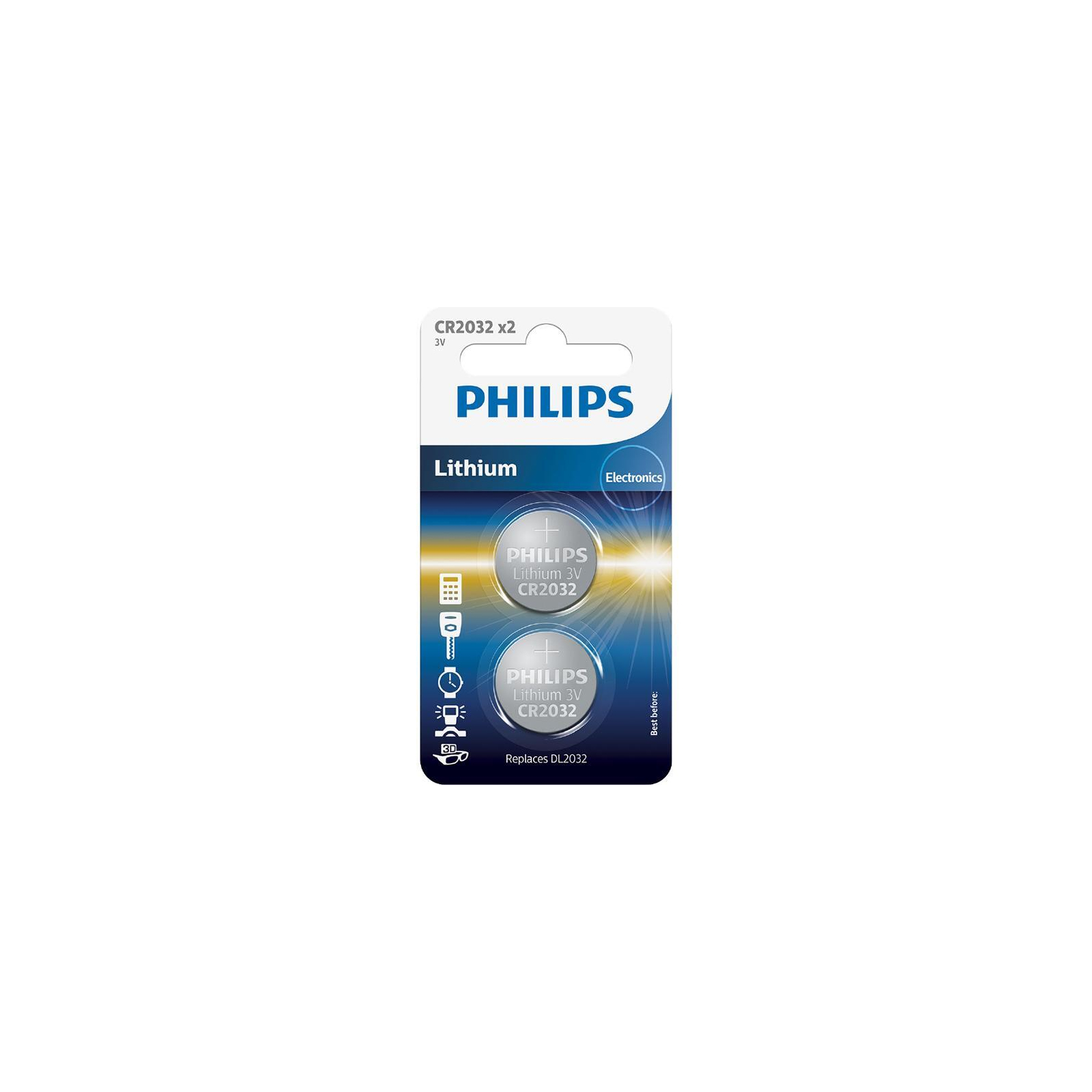 Батарейка Philips CR2032 Lithium BLI 2 (CR2032P2/01B)
