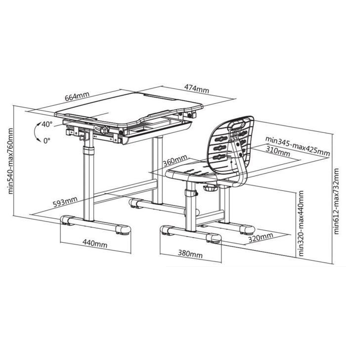 Парта со стулом FunDesk Piccolino III Grey (515966) изображение 4
