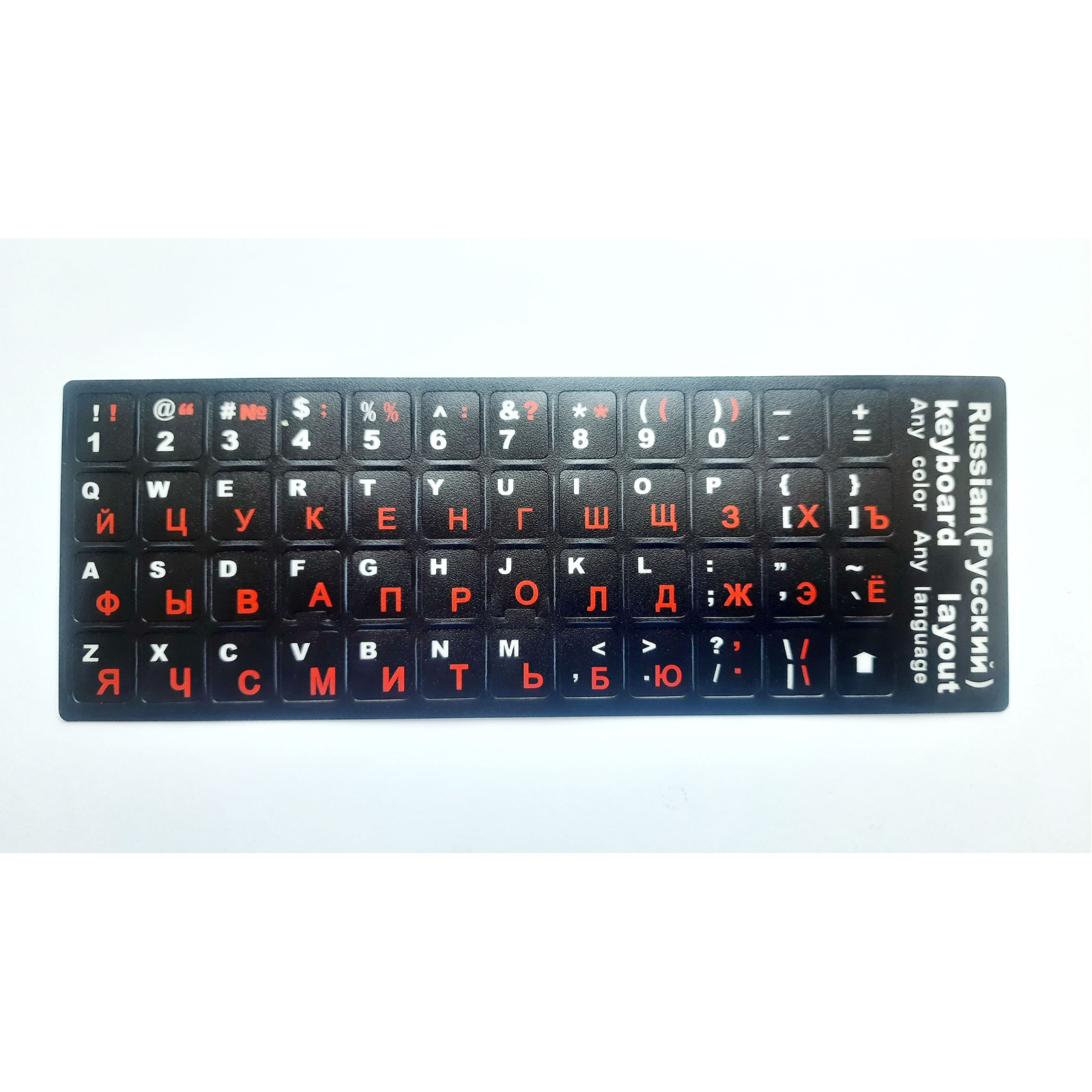 Наклейка на клавіатуру AlSoft непрозора EN/RU (11x13мм) чорна (кирилиця червона) textured (A43979)