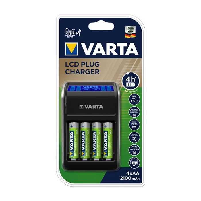 Зарядное устройство для аккумуляторов Varta LCD PLUG CHARGER +4*AA 2100 mAh (57687101441) изображение 4