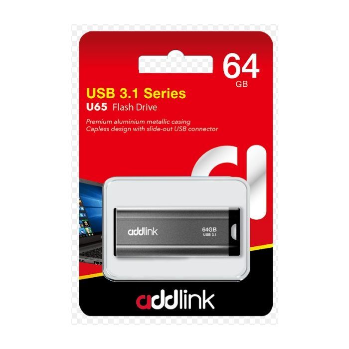 USB флеш накопитель AddLink 64GB U65 Gray USB 3.1 (ad64GBU65G3) изображение 4