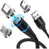 Дата кабель USB 2.0 AM to Lightning + Micro 5P + Type-C 1.0m Magnetic ColorWay (CW-CBUU038-BK) зображення 2