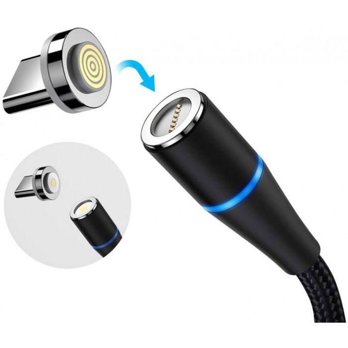 Дата кабель USB 2.0 AM to Lightning + Micro 5P + Type-C 1.0m Magnetic ColorWay (CW-CBUU038-BK) изображение 4
