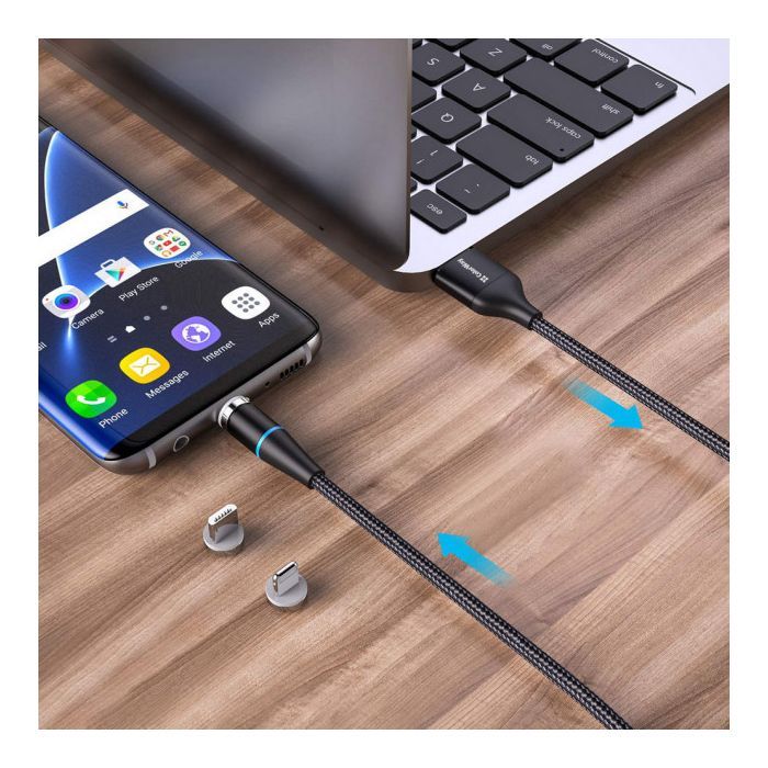 Дата кабель USB 2.0 AM to Lightning + Micro 5P + Type-C 1.0m Magnetic ColorWay (CW-CBUU038-BK) изображение 6