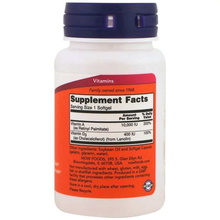 Вітамін Now Foods Вітамін А і Д, A & D, Essential Nutrition, 10,000 / 400 МE, (NOW-00350) зображення 2
