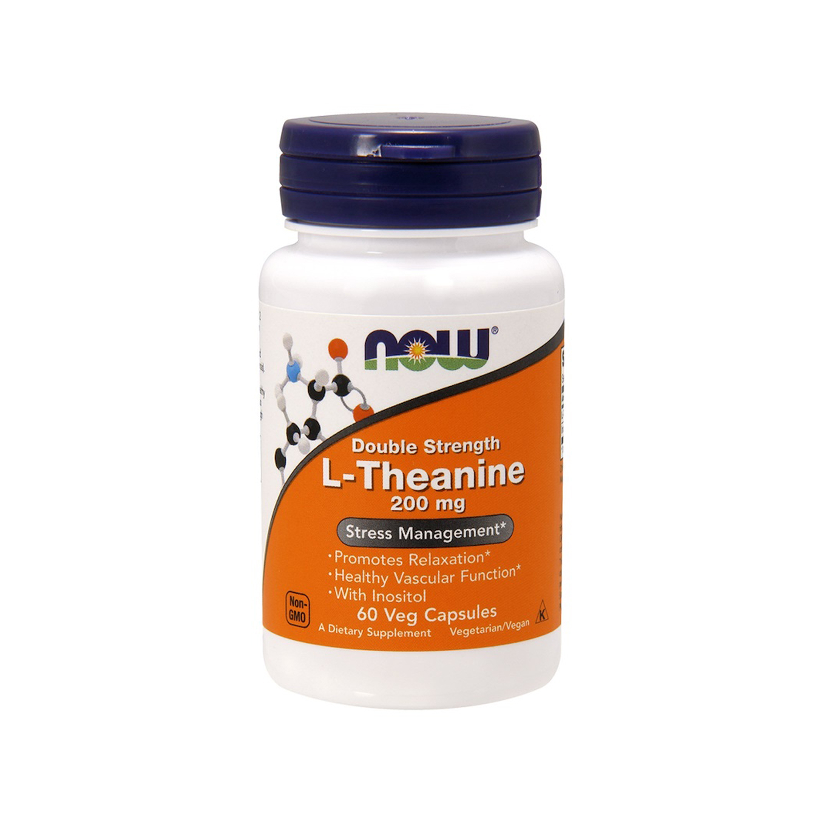 Амінокислота Now Foods L-Теанін, L-Theanine, Double Strength, 200 мг, 60 вегетаріан (NOW-00147)