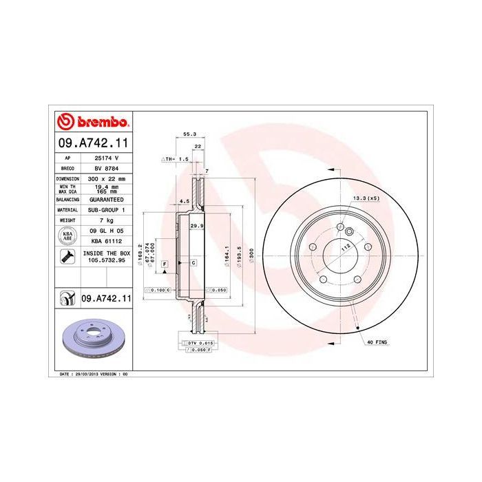 Гальмівний диск Brembo 09.A742.11