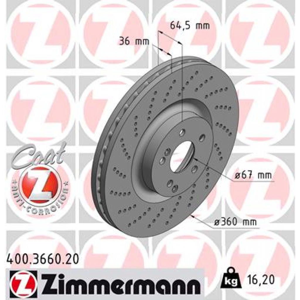 Тормозной диск ZIMMERMANN 400.3660.20