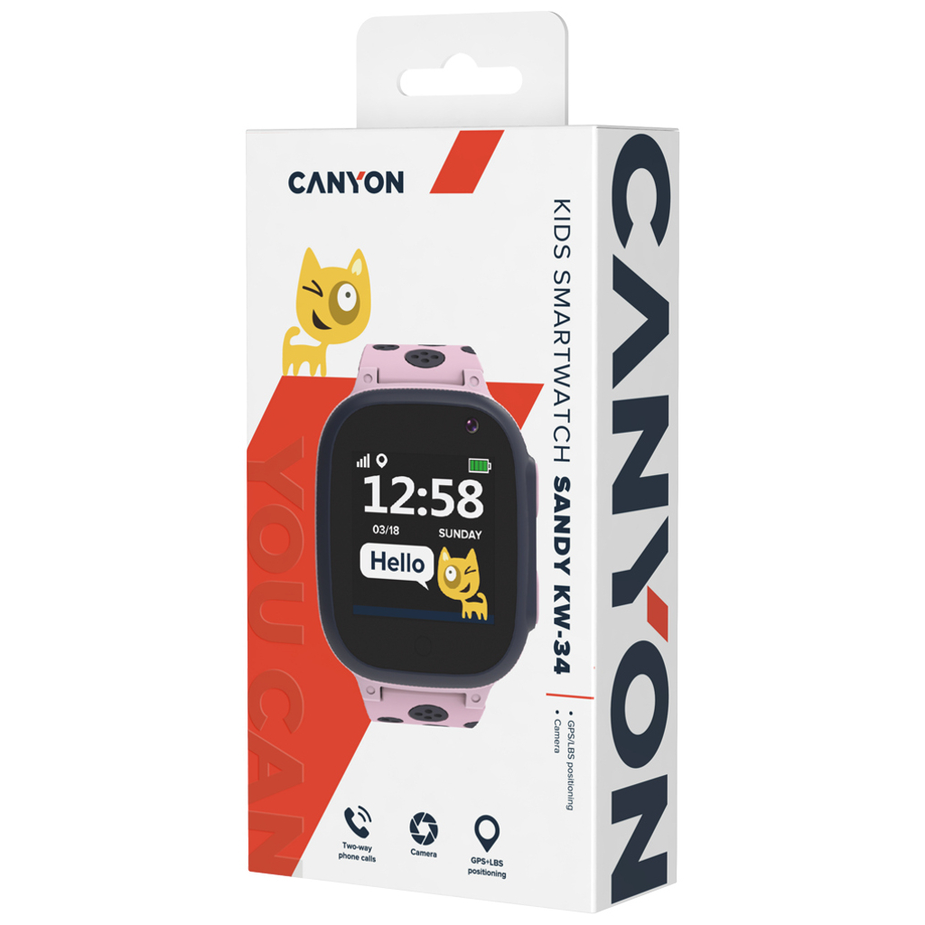 Смарт-часы Canyon CNE-KW34PP Kids smartwatch Sandy, Pink (CNE-KW34PP) изображение 6