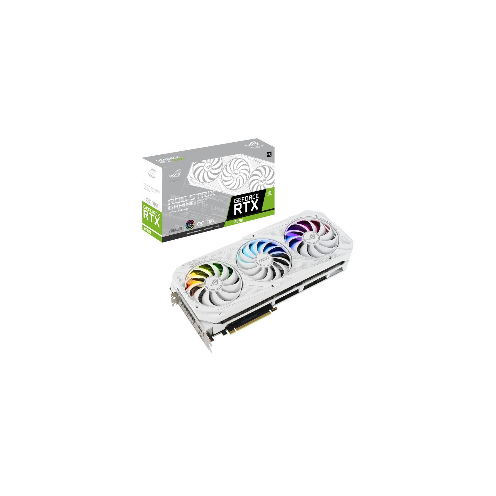ᐈ Купить видеокарту ASUS GeForce RTX3080 10Gb ROG STRIX OC WHITE