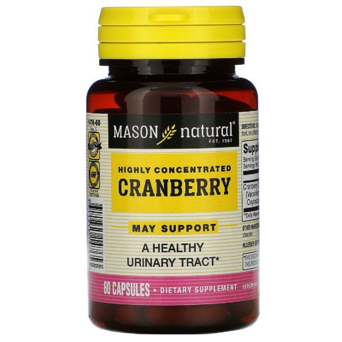 Травы Mason Natural Клюква высококонцентрированная, Cranberry, 60 капсул (MAV-14765)