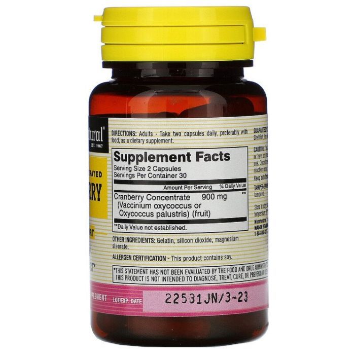 Травы Mason Natural Клюква высококонцентрированная, Cranberry, 60 капсул (MAV-14765) изображение 2