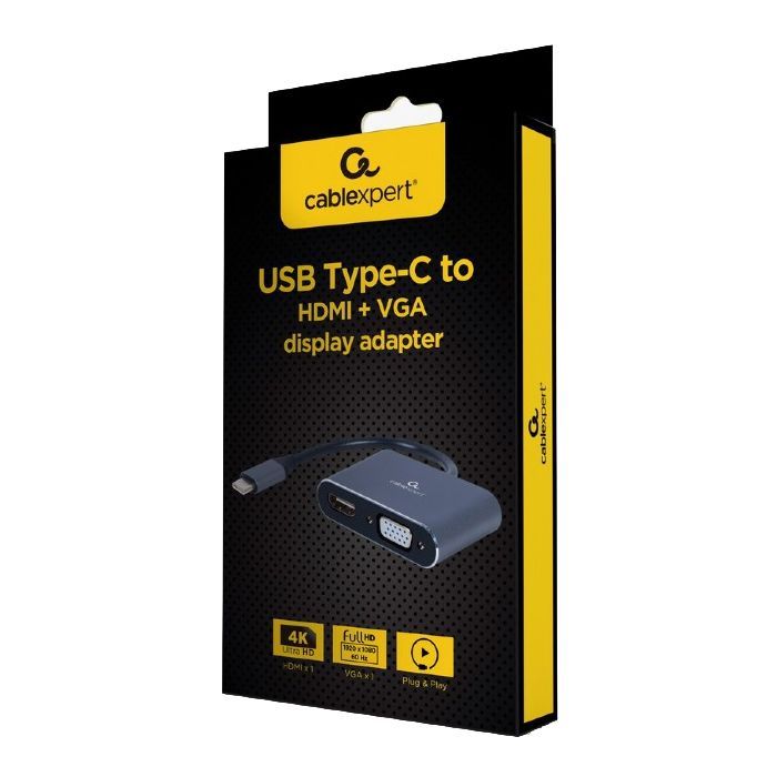 Переходник USB-C to HDMI/VGA, 4К 30Hz Cablexpert (A-USB3C-HDMIVGA-01) изображение 2
