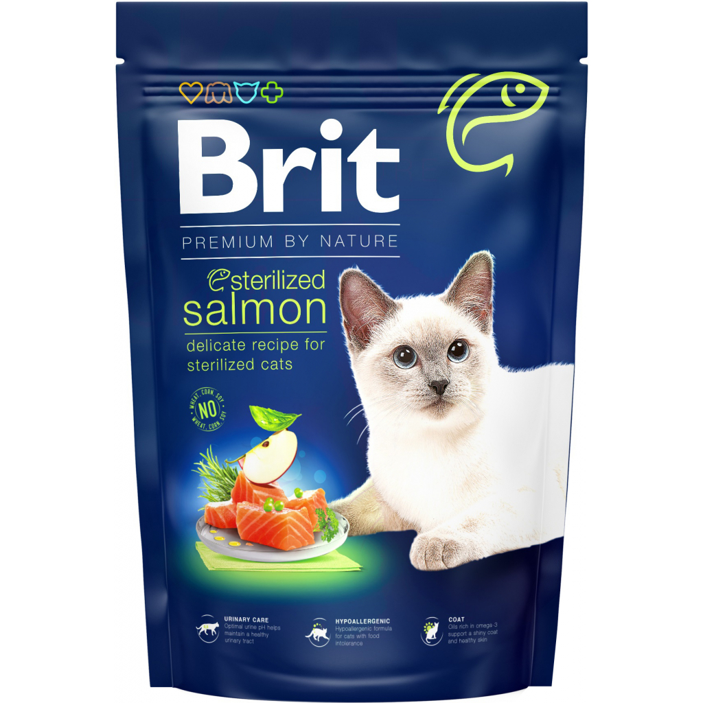Сухой корм для кошек Brit Premium by Nature Cat Sterilized Salmon 1.5 кг (8595602553174)