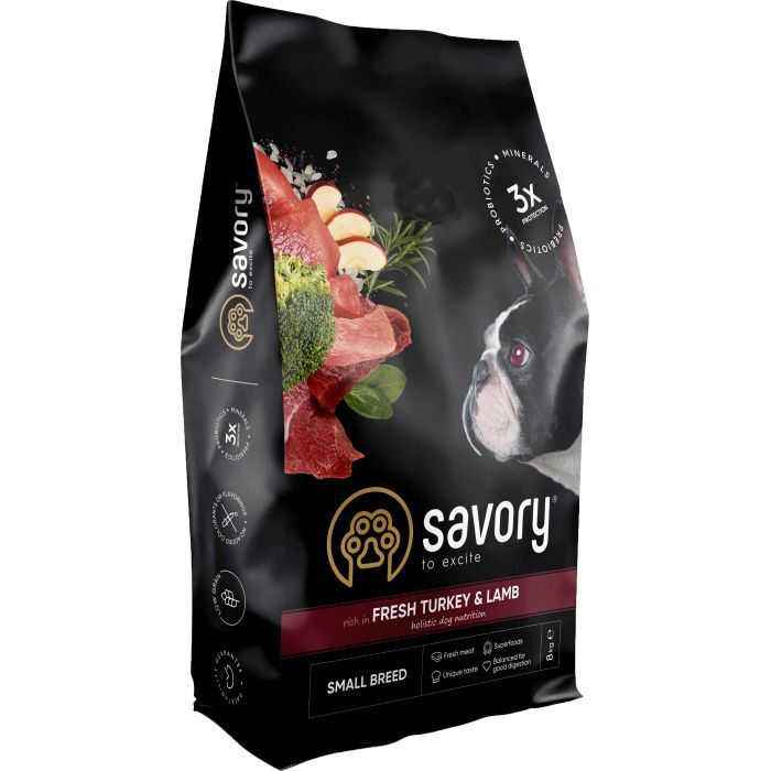 Сухий корм для собак Savory Small Breed rich in Fresh Turkey and Lamb 3 кг (4820232630358)