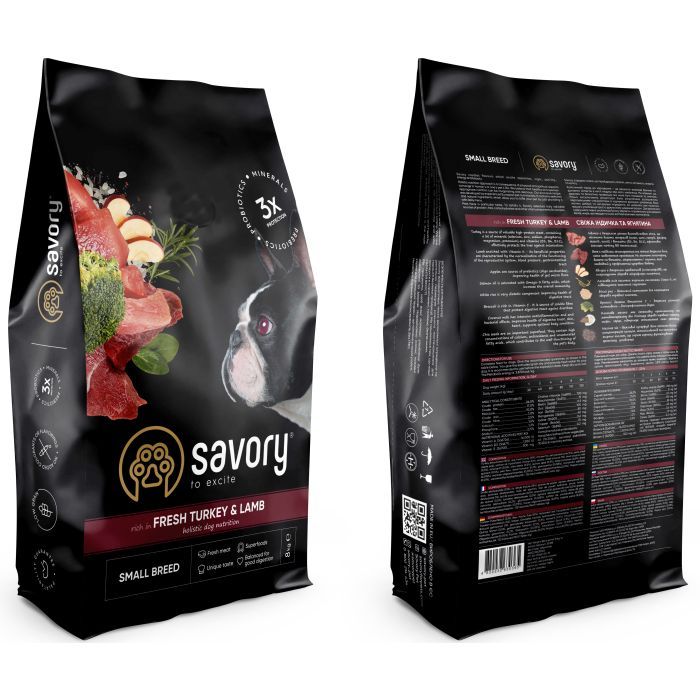 Сухий корм для собак Savory Small Breed rich in Fresh Turkey and Lamb 3 кг (4820232630358) зображення 2