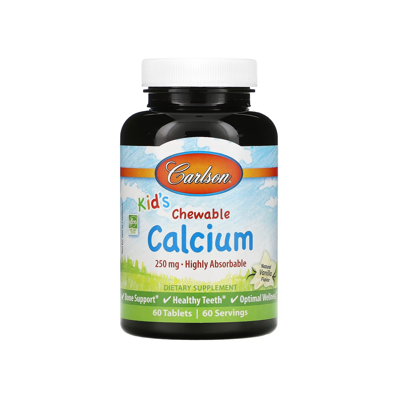 Мінерали Carlson Кальцій Дитячий, смак ванілі, Kid's, Chewable Calcium, 60 жу (CAR-05083)