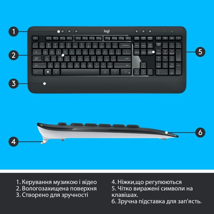Комплект Logitech MK540 Advanced Wireless UA Black (920-008685) изображение 6