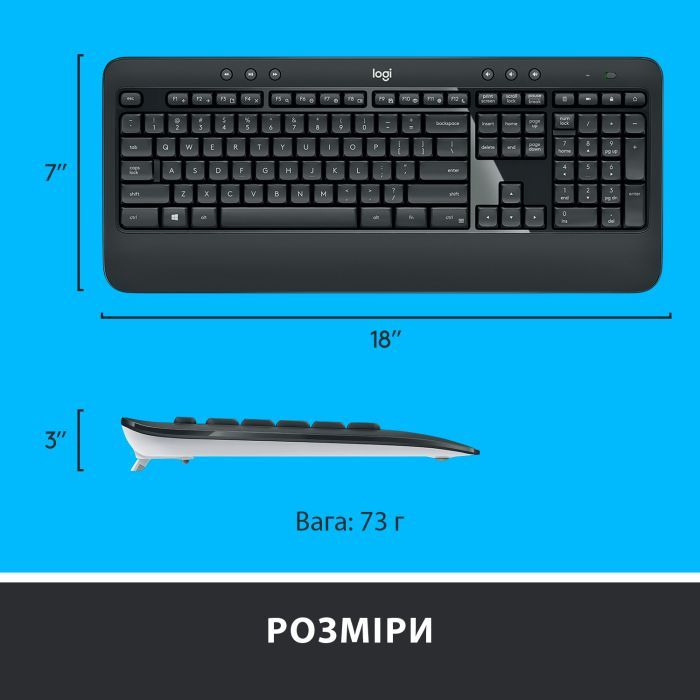 Комплект Logitech MK540 Advanced Wireless UA Black (920-008685) изображение 7