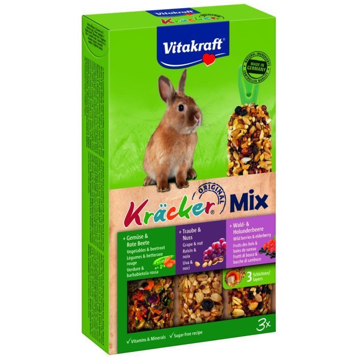 Лакомство для грызунов Vitakraft Kracker Trio-Mix для кроликов 3 шт (4008239252272)