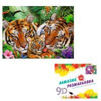 Картина по номерам A-Toys 2 в 1 сім'я левів 40*50см алмазна мозаїка (CY2264)