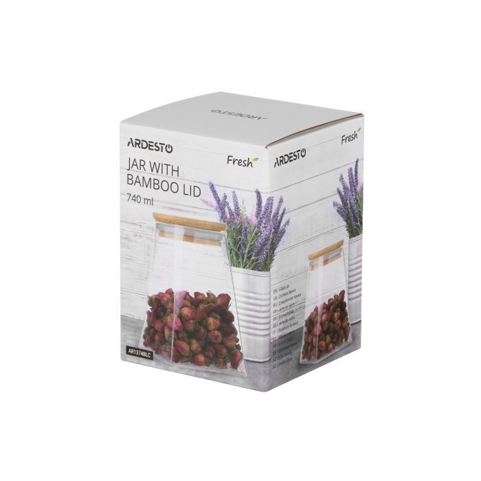 Емкость для сыпучих продуктов Ardesto Fresh конус, стекло, бамбук 740 мл (AR1374BLC) изображение 2