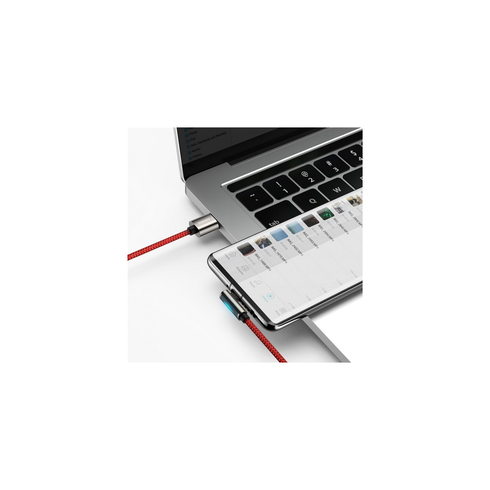 Дата кабель USB 3.1 AM to Type-C 1.0m CATCS 66W 90 Legend Series Elbow Red Baseus (CACS000409) изображение 3