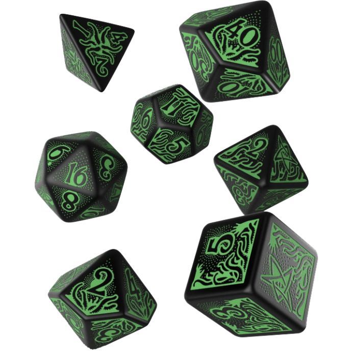 Набор кубиков для настольных игр Q-Workshop Call of Cthulhu 7th Edition Black green Dice Set (7 шт) (SCTR21)