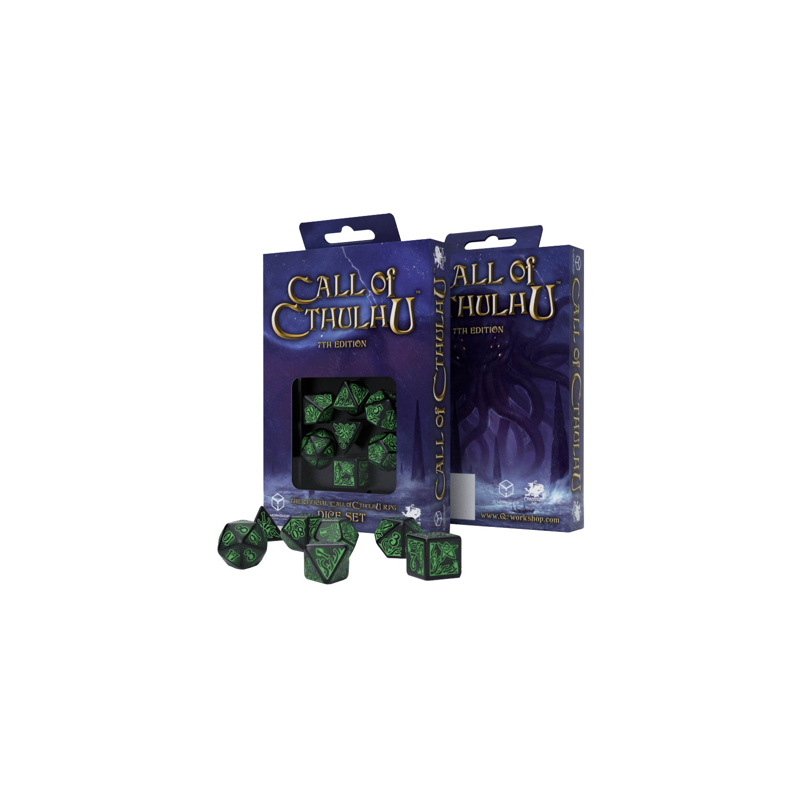 Набор кубиков для настольных игр Q-Workshop Call of Cthulhu 7th Edition Black green Dice Set (7 шт) (SCTR21) изображение 2