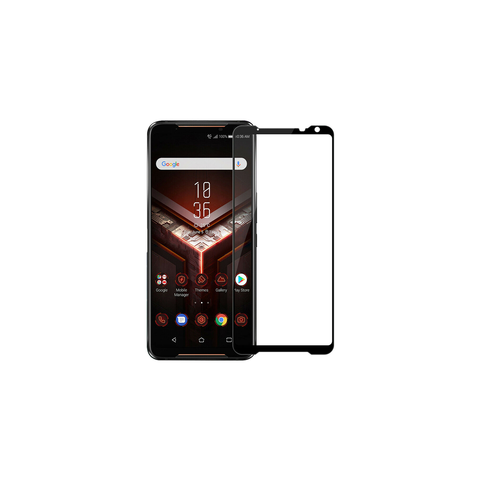 Стекло защитное PowerPlant Full screen Asus ROG Phone 2, Black (GL607433)