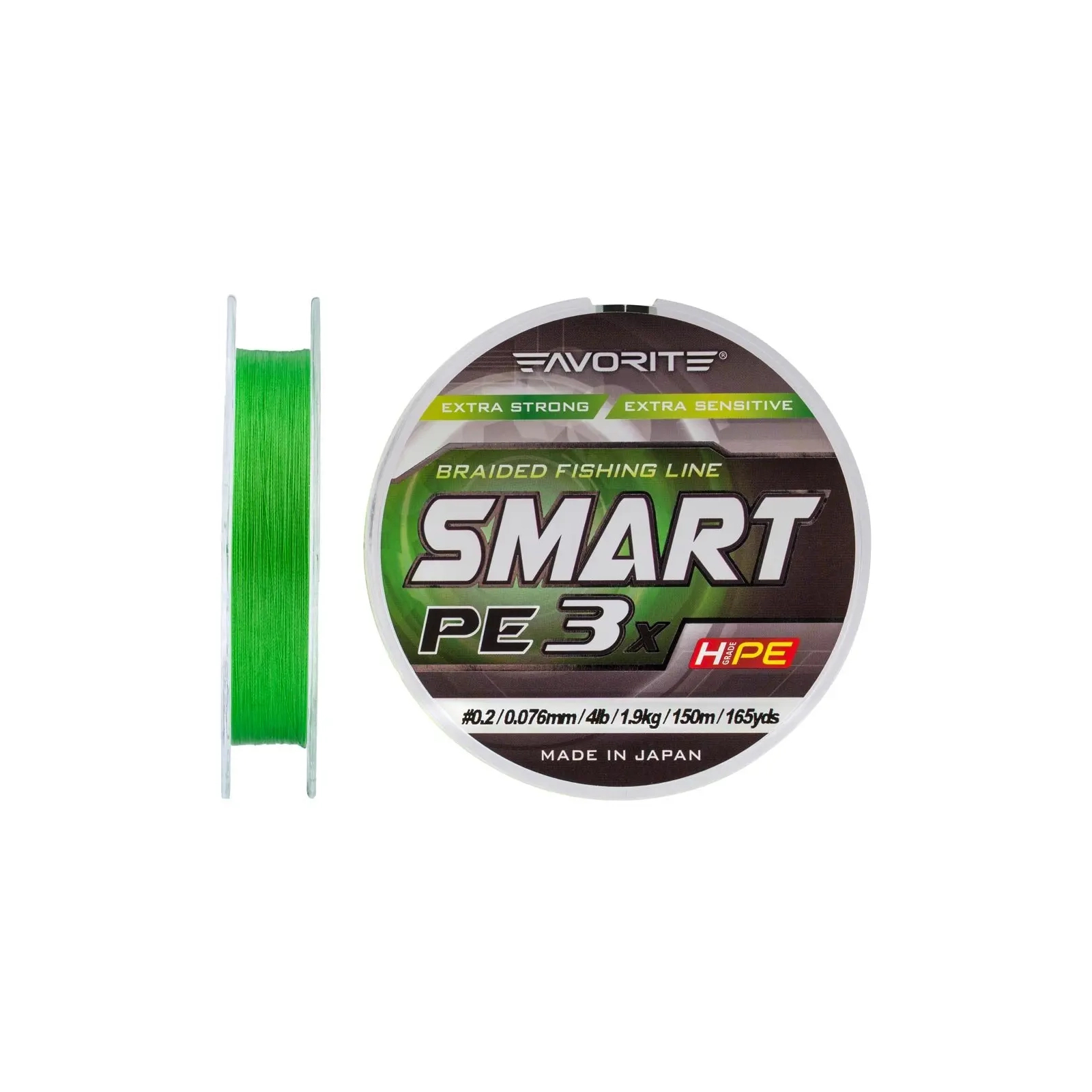Шнур Favorite Smart PE 3x 150м 0.2/0.076mm 4lb/1.9kg Light Green (1693.10.61) изображение 2