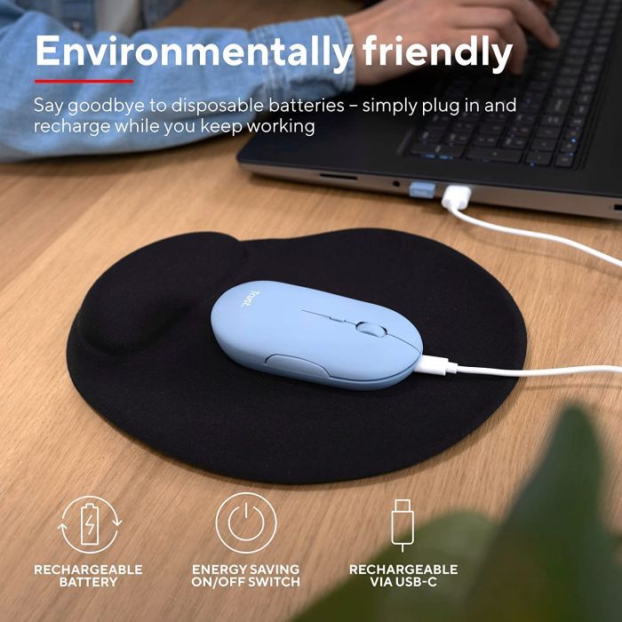 Мишка Trust Puck Wireless/Bluetooth Silent Blue (24126) зображення 11