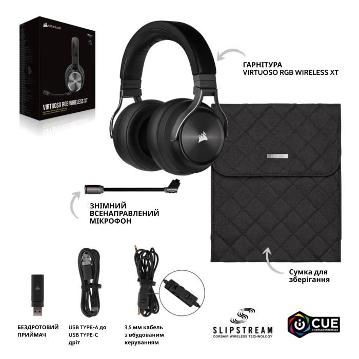 Наушники Corsair Corsair Virtuoso RGB Wireless XT (CA-9011188-EU) изображение 6