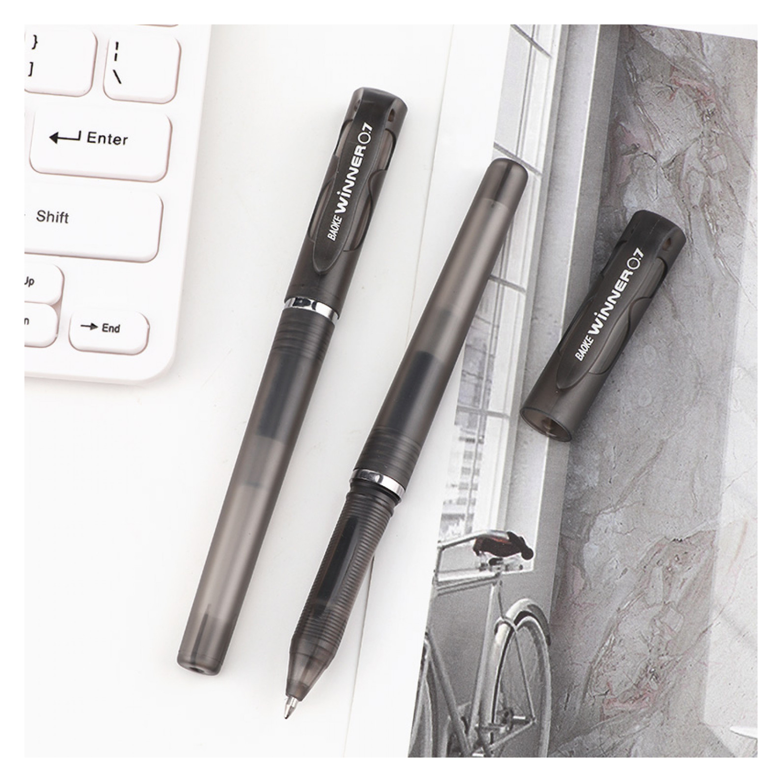 Ручка гелева Baoke Winner 0.7 мм, чорна (PEN-BAO-PC1688-B) зображення 3