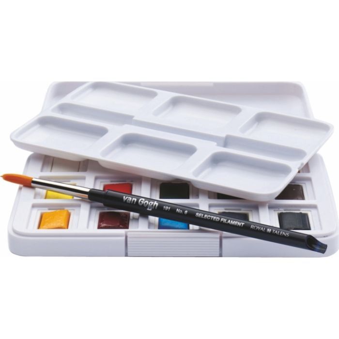 Акварельные краски Royal Talens Van Gogh Pocket box 12 кювет + кисточка, пластик (8712079341107) изображение 3