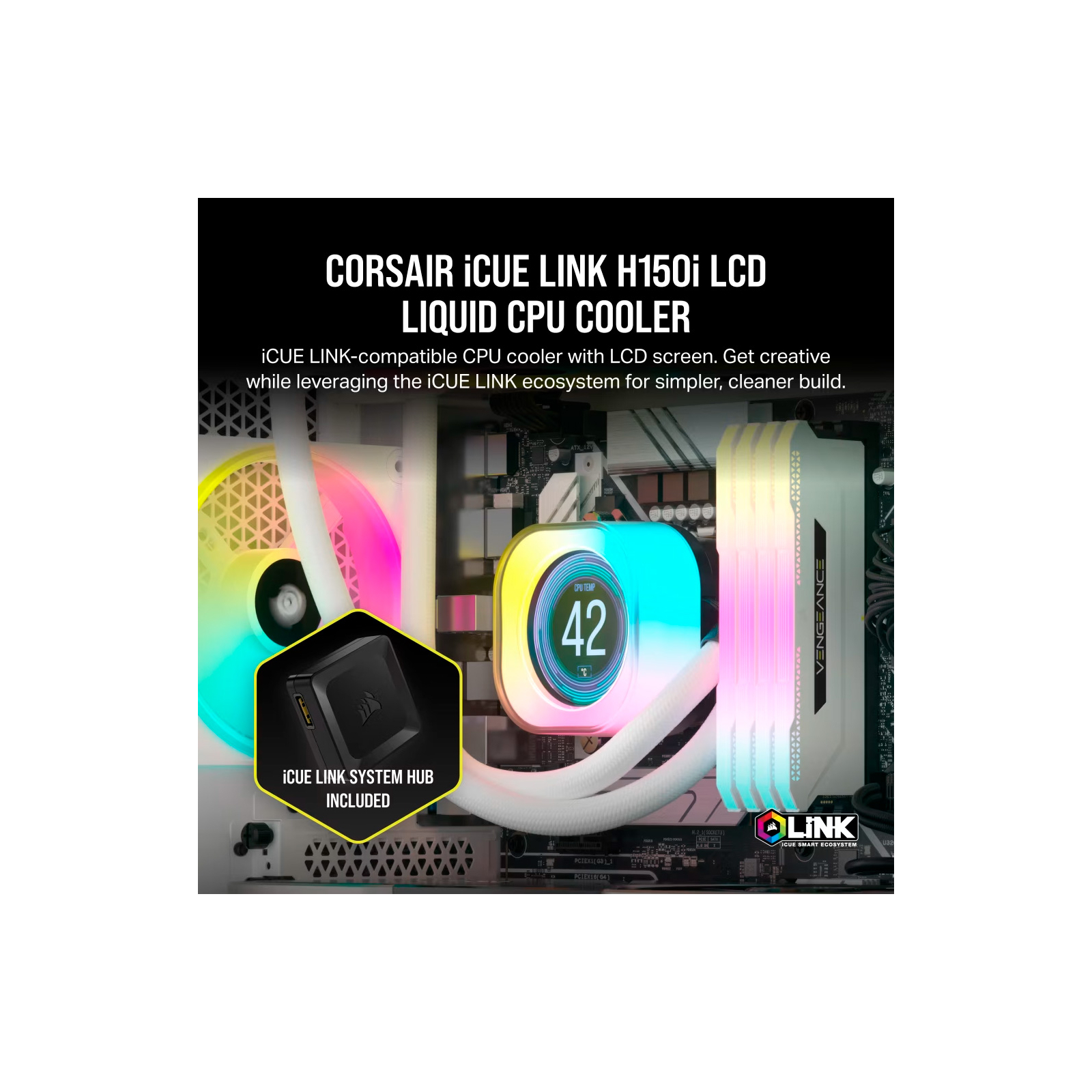 Система водяного охлаждения Corsair iCUE Link H150i LCD RGB (CW-9061008-WW) изображение 5
