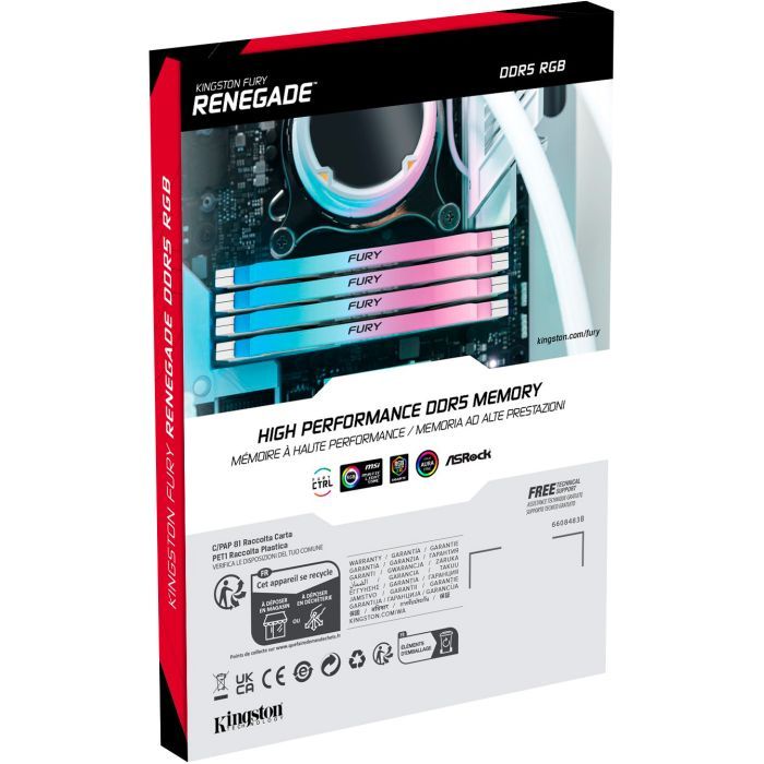 Модуль памяти для компьютера DDR5 16GB 7200 MHz Renegade RGB White XMP Kingston Fury (ex.HyperX) (KF572C38RWA-16) изображение 5
