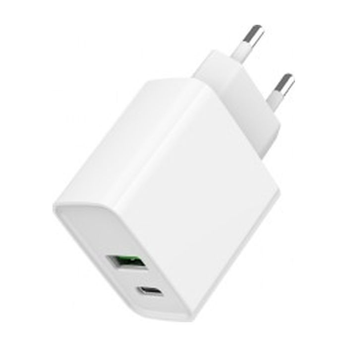 Зарядное устройство Gembird USB-A + Type-C (PD20W + QC3.0 18W) white (TA-UC-PDQC20-01-W)