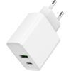 Зарядное устройство Gembird USB-A + Type-C (PD20W + QC3.0 18W) white (TA-UC-PDQC20-01-W)