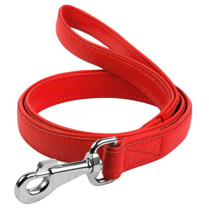 Повідець для собак WAUDOG Glamour шкіряний M-XXL червоний (33763)