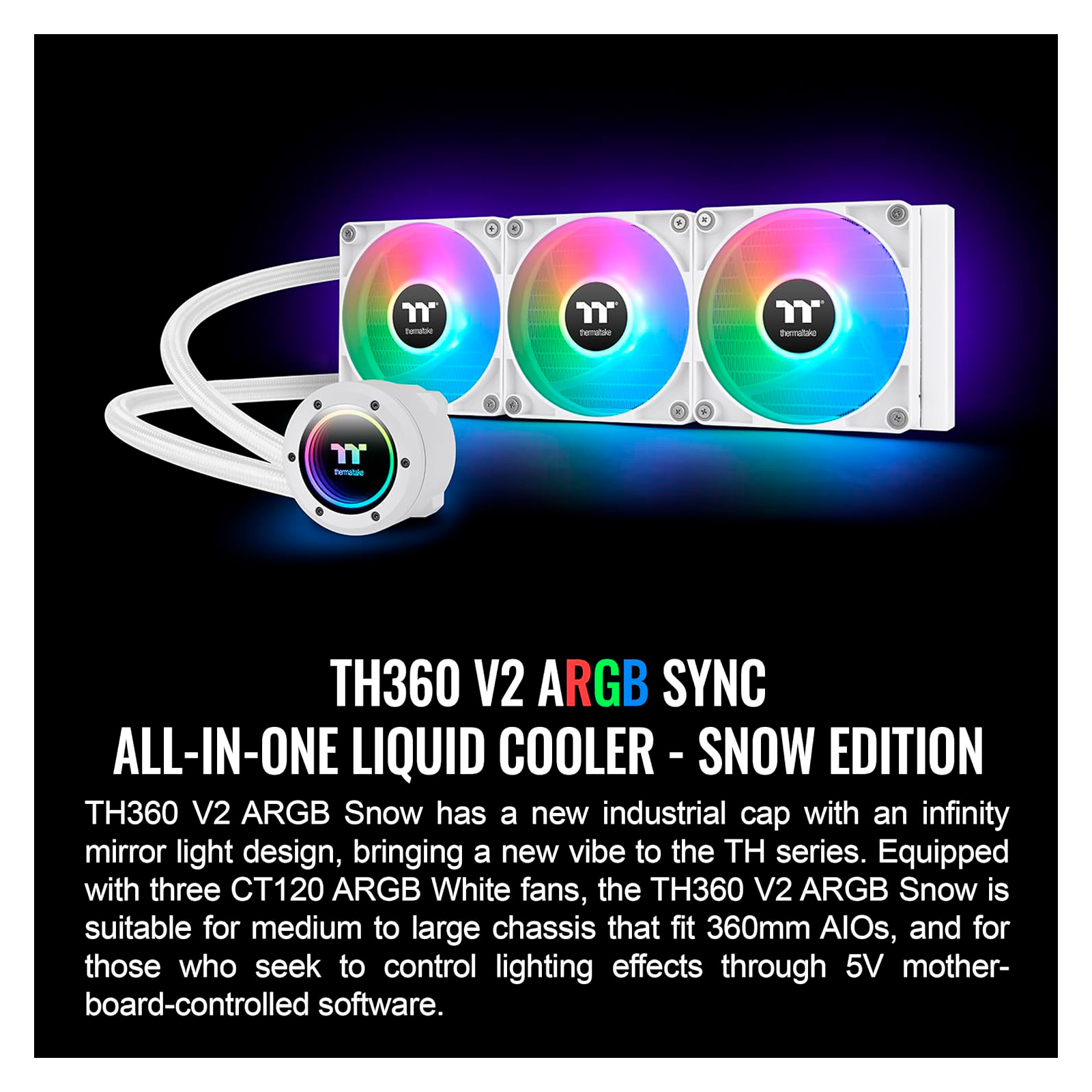 Система рідинного охолодження ThermalTake TH360 V2 ARGB Sync Snow Edition (CL-W365-PL12SW) зображення 6