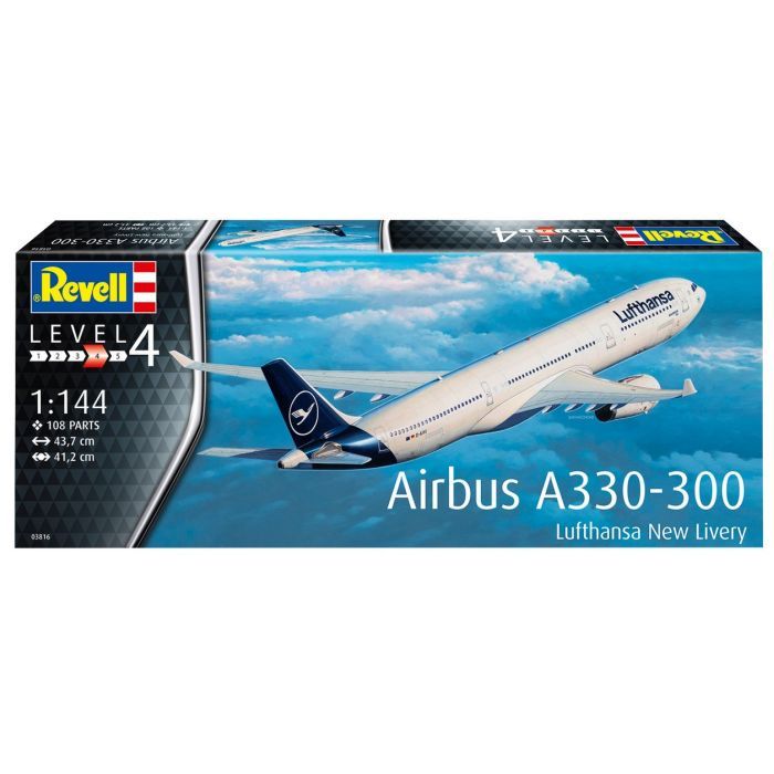Сборная модель Revell Самолет Airbus A330-300 Lufthansa уровень 4 масштаб 1:144 (RVL-03816)