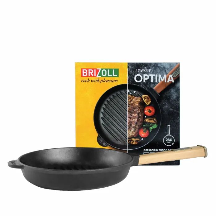 Сковорода Brizoll Optima чавунна Гриль з ручкою 260х40 мм (O2640G-P) зображення 2