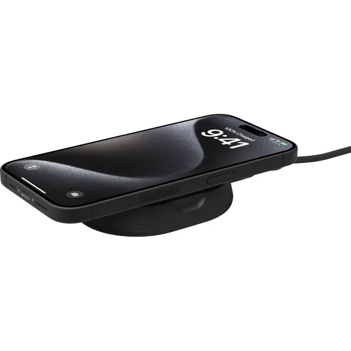 Зарядний пристрій Belkin 15W Magnetic Stand Qi2 20W adapter USB-C black (WIA008VFBK) зображення 6