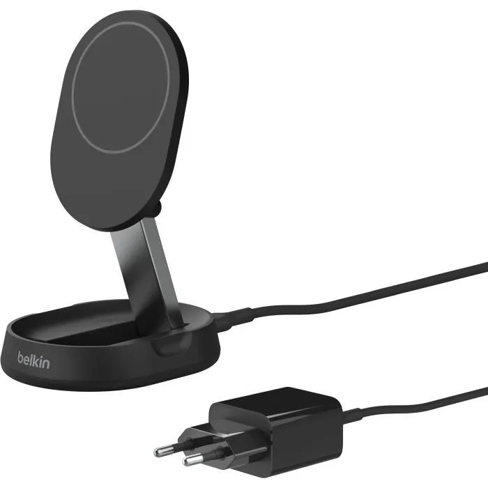 Зарядний пристрій Belkin 15W Magnetic Stand Qi2 20W adapter USB-C black (WIA008VFBK) зображення 9