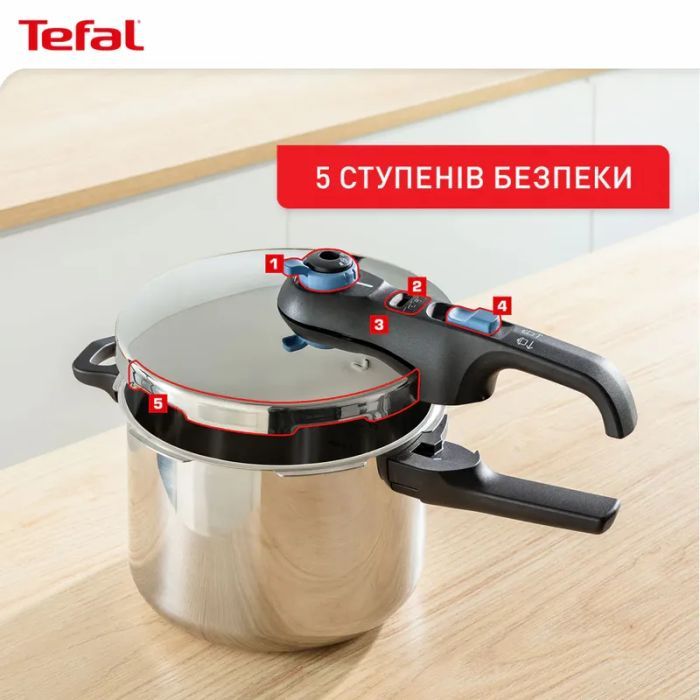 Каструля Tefal Secure Trendy, 4л, (скороварка) з паровим кошиком (P2580402) зображення 8