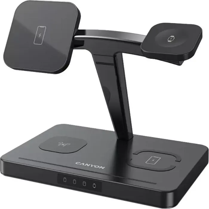Зарядний пристрій Canyon wireless charger WS-404 15W 4in1 Black (CNS-WCS404)