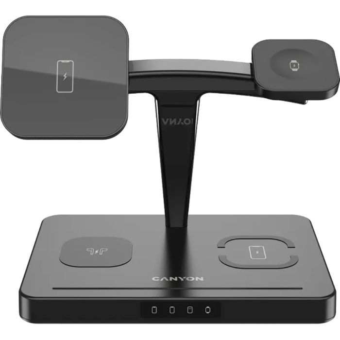 Зарядний пристрій Canyon wireless charger WS-404 15W 4in1 Black (CNS-WCS404) зображення 2