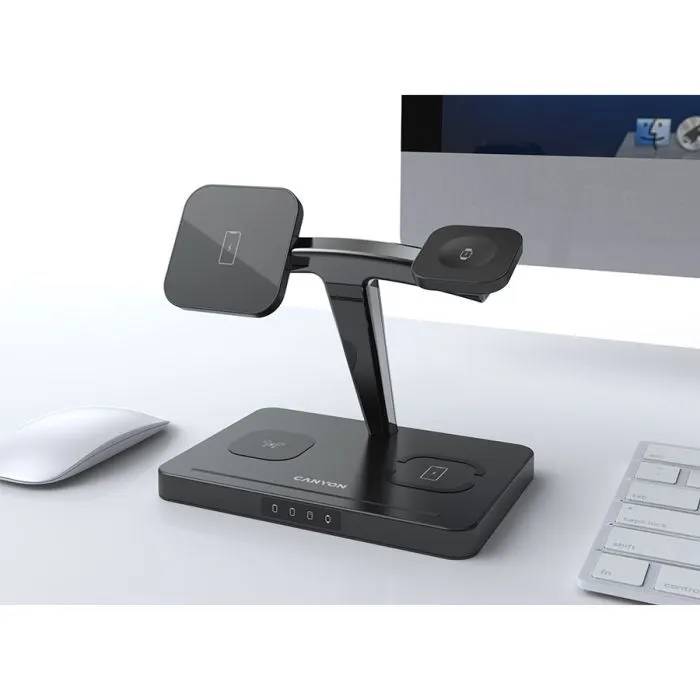 Зарядний пристрій Canyon wireless charger WS-404 15W 4in1 Black (CNS-WCS404) зображення 4